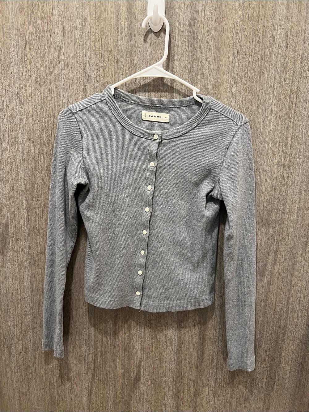 Everlane Grey Long-Sleeve Button Cardigan